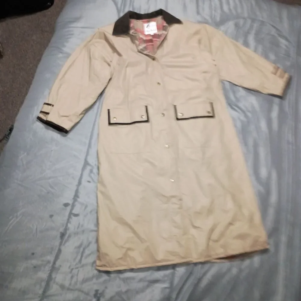 Vintage Misty Harbor Rain Jacket Trench Coat M Slicker Flannel Lining Trenchcoat